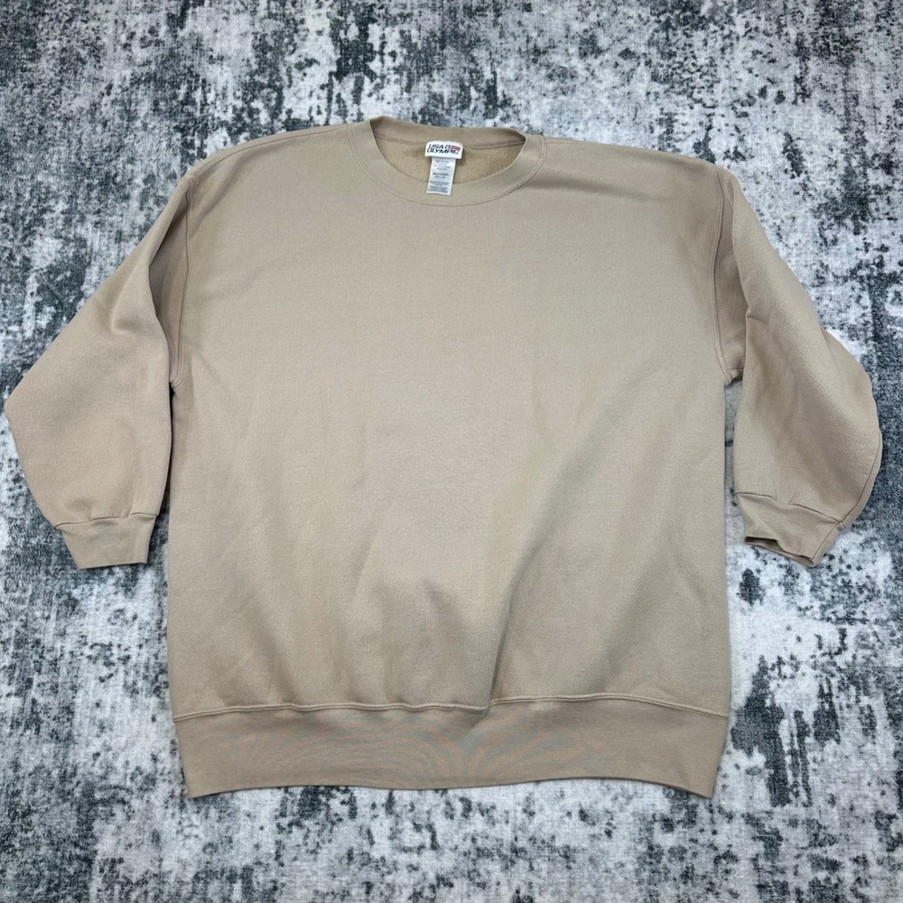 USA Olympic Sweatshirt Mens 2XLXT Tan Y2K Solid Crewneck Fleece Pullover Tall